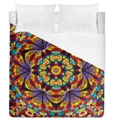 Flowers Kaleidoscope Art Pattern Duvet Cover (queen Size) by Wegoenart