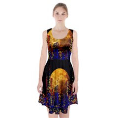 Skyline Frankfurt Abstract Moon Racerback Midi Dress by Wegoenart