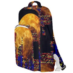 Skyline Frankfurt Abstract Moon Double Compartment Backpack by Wegoenart