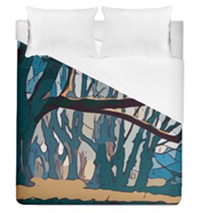 Forest Artwork Card Greeting Woods Duvet Cover (queen Size) by Wegoenart