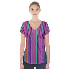 Stripes Wallpaper Texture Short Sleeve Front Detail Top by Wegoenart