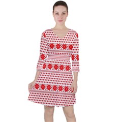 Fairisle Pattern Background Red Ruffle Dress by Wegoenart