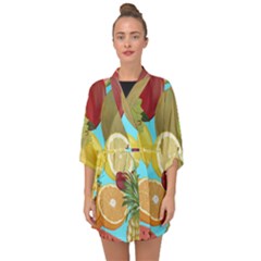 Fruit Picture Drawing Illustration Half Sleeve Chiffon Kimono by Wegoenart