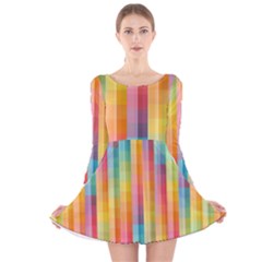 Pattern Background Colorful Abstract Long Sleeve Velvet Skater Dress by Wegoenart