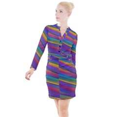 Colorful Background Button Long Sleeve Dress by Wegoenart