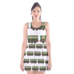 Trains Pattern Transportation Scoop Neck Skater Dress by Wegoenart