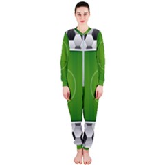 Background Sports Soccer Football Onepiece Jumpsuit (ladies)  by Wegoenart