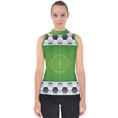 Background Sports Soccer Football Mock Neck Shell Top by Wegoenart