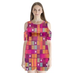 Abstract Background Colorful Shoulder Cutout Velvet One Piece by Wegoenart