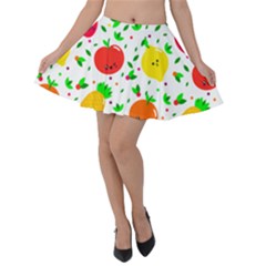 Pattern Fruit Fruits Orange Green Velvet Skater Skirt by Wegoenart