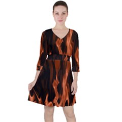 Smoke Flame Abstract Orange Red Ruffle Dress by Wegoenart