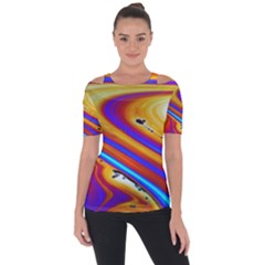 Soap Bubble Color Colorful Shoulder Cut Out Short Sleeve Top by Wegoenart