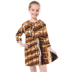 Abstract Architecture Background Kids  Quarter Sleeve Shirt Dress by Wegoenart