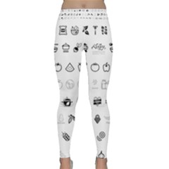 Vegan Vegetarian Icons Food Eat Classic Yoga Leggings by Wegoenart