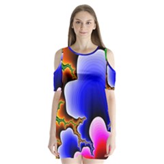 Fractal Background Pattern Color Shoulder Cutout Velvet One Piece by Wegoenart