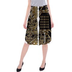 Brain Circuit Board Pcb Computer Midi Beach Skirt by Wegoenart