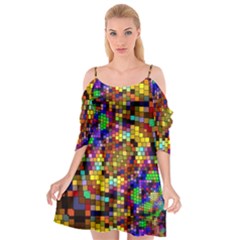 Color Mosaic Background Wall Cutout Spaghetti Strap Chiffon Dress by Wegoenart