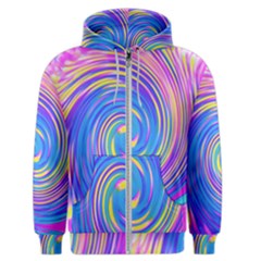 Cool Abstract Pink Blue And Yellow Twirl Liquid Art Men s Zipper Hoodie by myrubiogarden