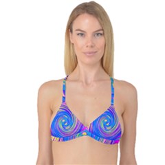 Cool Abstract Pink Blue And Yellow Twirl Liquid Art Reversible Tri Bikini Top by myrubiogarden