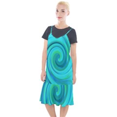 Groovy Cool Abstract Aqua Liquid Art Swirl Painting Camis Fishtail Dress by myrubiogarden