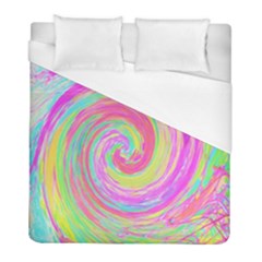 Groovy Abstract Pink And Blue Liquid Swirl Painting Duvet Cover (full/ Double Size) by myrubiogarden