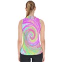 Groovy Abstract Pink And Blue Liquid Swirl Painting Mock Neck Shell Top View2