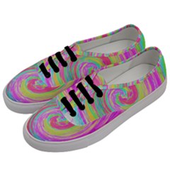 Groovy Abstract Pink And Blue Liquid Swirl Painting Men s Classic Low Top Sneakers by myrubiogarden