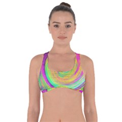 Groovy Abstract Purple And Yellow Liquid Swirl Got No Strings Sports Bra by myrubiogarden