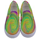 Groovy Abstract Purple And Yellow Liquid Swirl Kids  Canvas Slip Ons View1