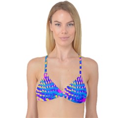 Pink, Blue And Yellow Abstract Coneflower Reversible Tri Bikini Top by myrubiogarden