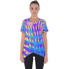 Pink, Blue And Yellow Abstract Coneflower Cut Out Side Drop Tee by myrubiogarden