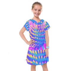 Pink, Blue And Yellow Abstract Coneflower Kids  Drop Waist Dress by myrubiogarden