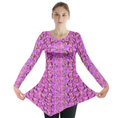 Paradise Blossom Tree On The Ornate Sakura Mountain Long Sleeve Tunic  by pepitasart