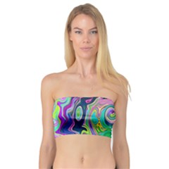 Groovy Abstract Aqua And Navy Lava Liquid Swirl Bandeau Top by myrubiogarden