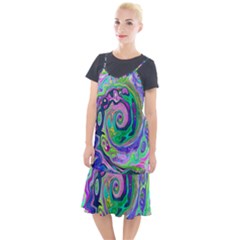 Groovy Abstract Aqua And Navy Lava Liquid Swirl Camis Fishtail Dress by myrubiogarden