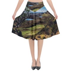 Landscape Quairaing Scotland Flared Midi Skirt by Pakrebo