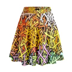 Color Colors Network Networks High Waist Skirt by Pakrebo