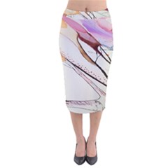 Art Painting Abstract Canvas Velvet Midi Pencil Skirt by Pakrebo