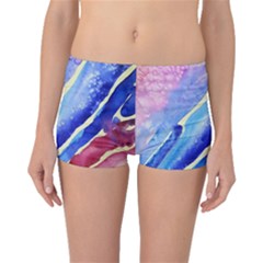 Painting Abstract Blue Pink Spots Boyleg Bikini Bottoms by Pakrebo