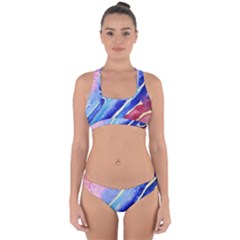 Painting Abstract Blue Pink Spots Cross Back Hipster Bikini Set by Pakrebo