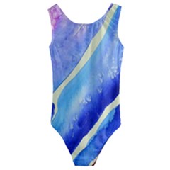 Painting Abstract Blue Pink Spots Kids  Cut-out Back One Piece Swimsuit by Pakrebo