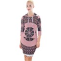 Design Circular Aztec Symbol Quarter Sleeve Hood Bodycon Dress View1