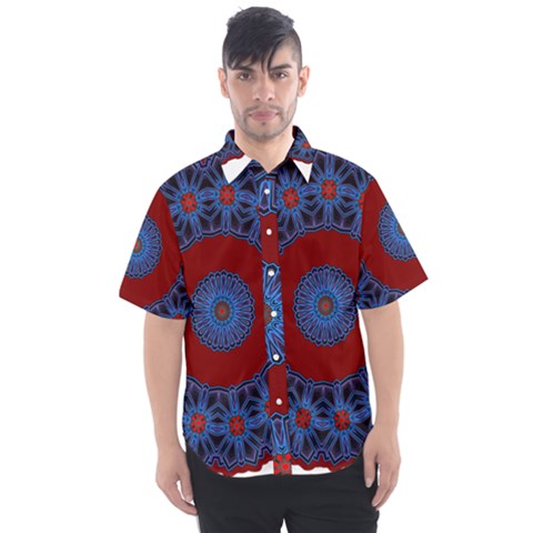 Mandala Pattern Round Ethnic Men s Short Sleeve Shirt by Pakrebo