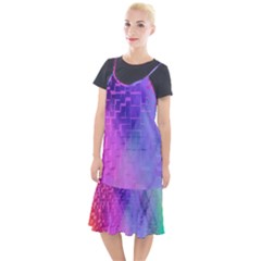 Texture Cell Cubes Blast Color Camis Fishtail Dress by Pakrebo