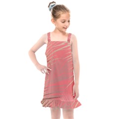 Palms Shadow On Living Coral Kids  Overall Dress by LoolyElzayat