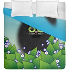 Kitten Black Furry Illustration Duvet Cover Double Side (king Size) by Pakrebo