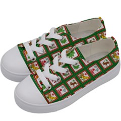 Christmas Paper Christmas Pattern Kids  Low Top Canvas Sneakers by Pakrebo