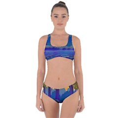 Illustration Vector Forest Nature Criss Cross Bikini Set by Pakrebo