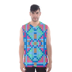 Checkerboard Squares Abstract Men s Basketball Tank Top by Pakrebo