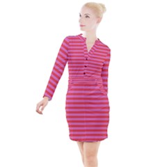 Stripes Striped Design Pattern Button Long Sleeve Dress by Pakrebo